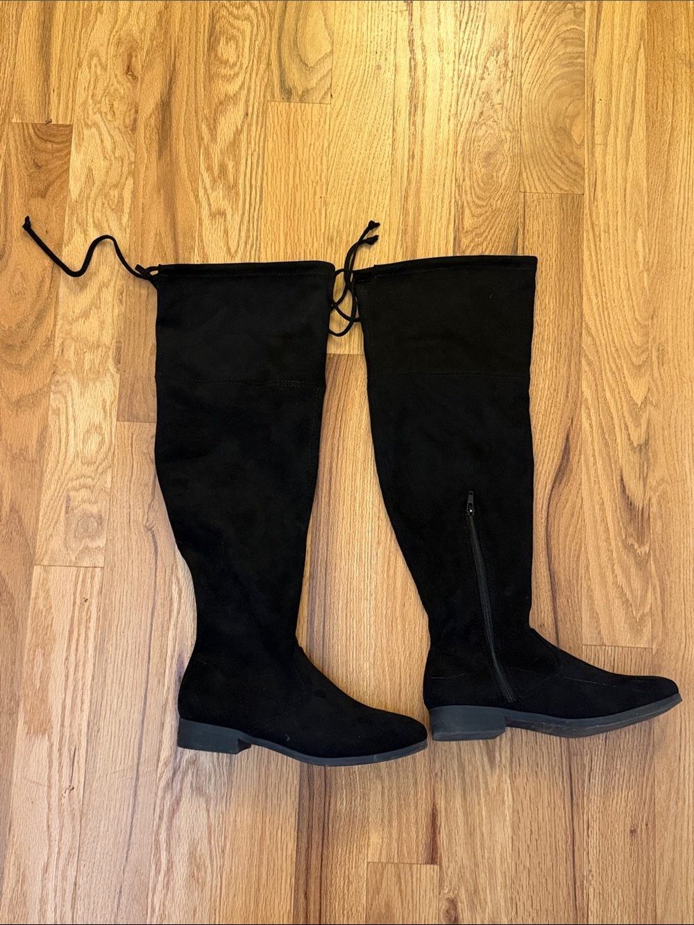 Time and Tru Black Over-the-Knee Tie-Top Boots